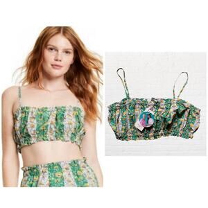 NEW RHODE X Target Women's Green Floral Crop Top
